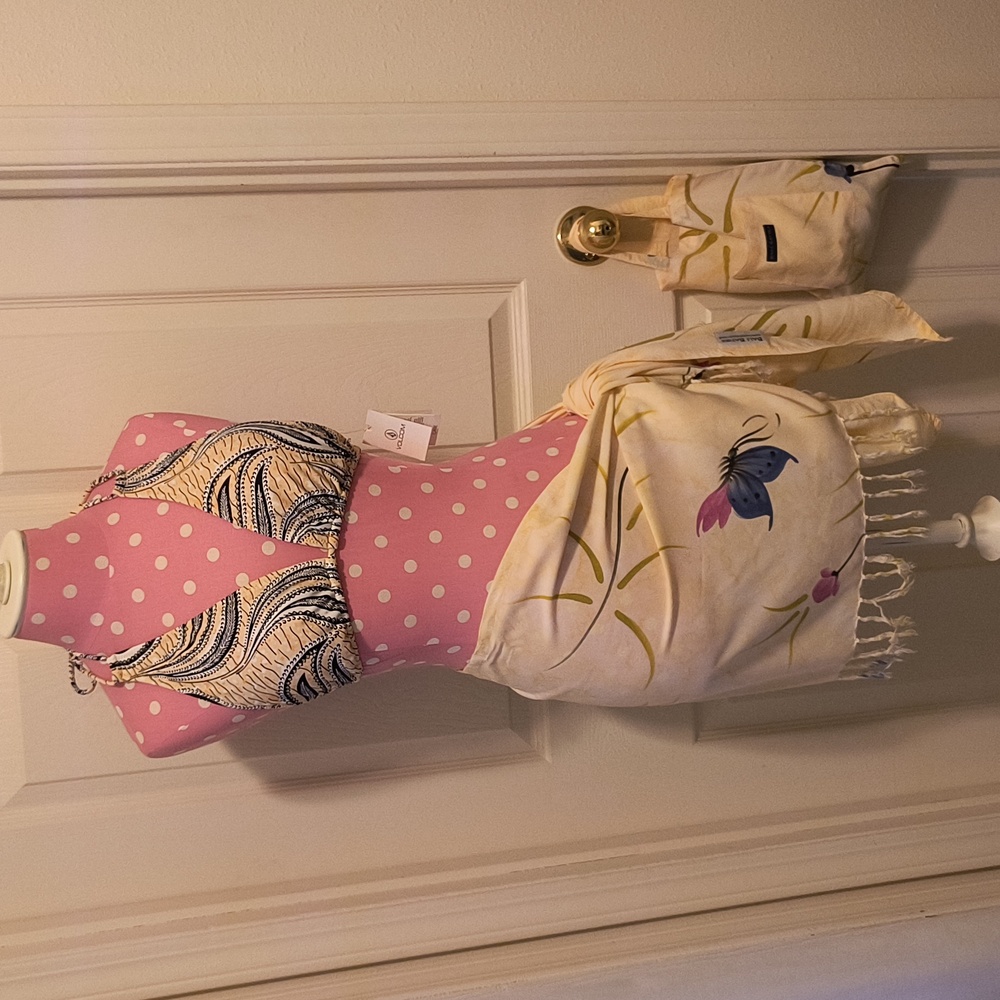 Sarong Pastel Peach Bali Batiks Hand Painted Resort Wear